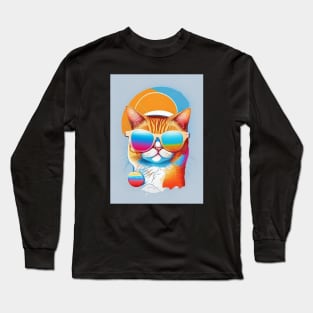 cool summer cat Long Sleeve T-Shirt